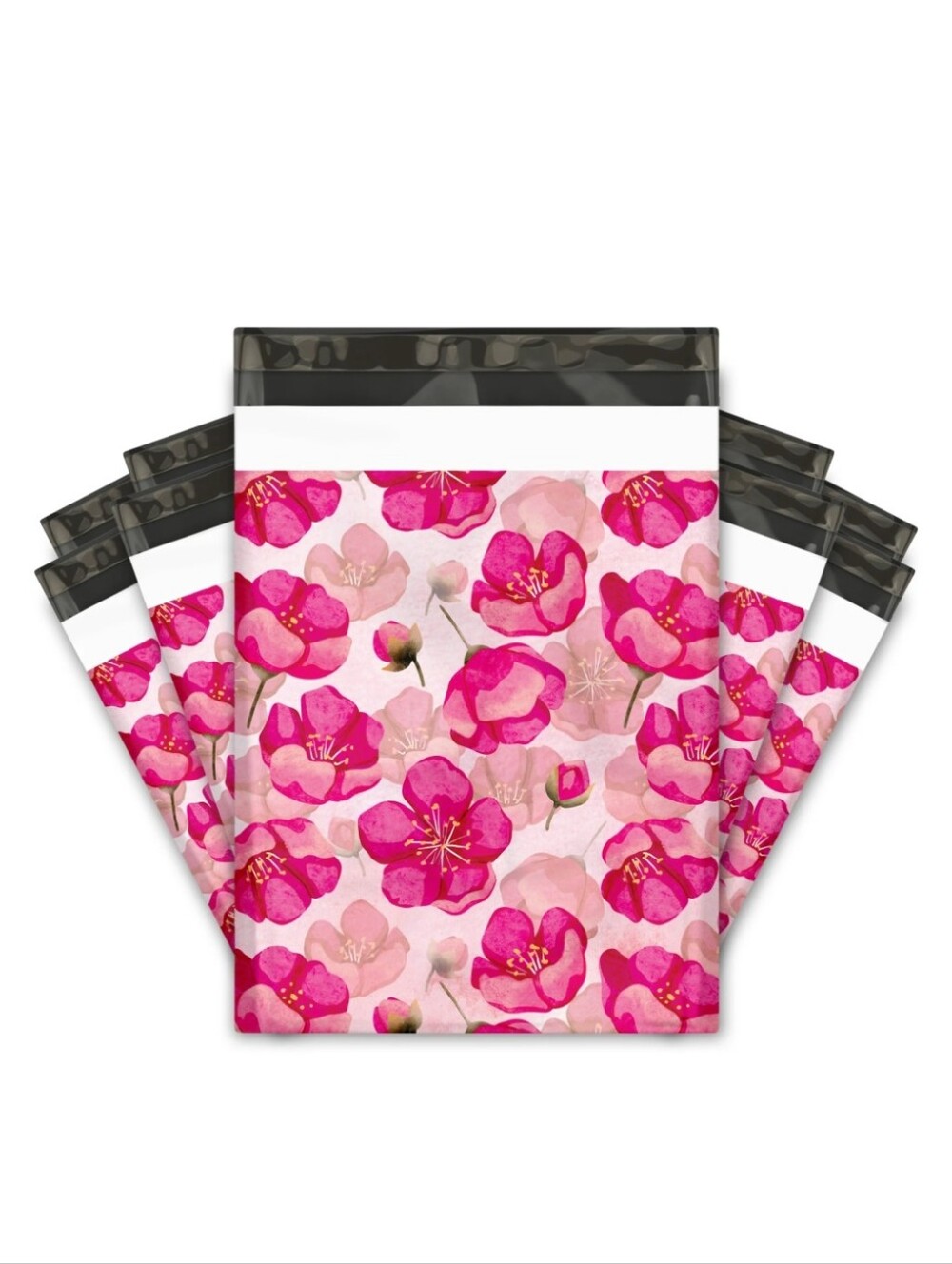 25ct. 10x13 PINK POPPIES POLY MAILERS
